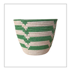 Small Green + White Woven Basket