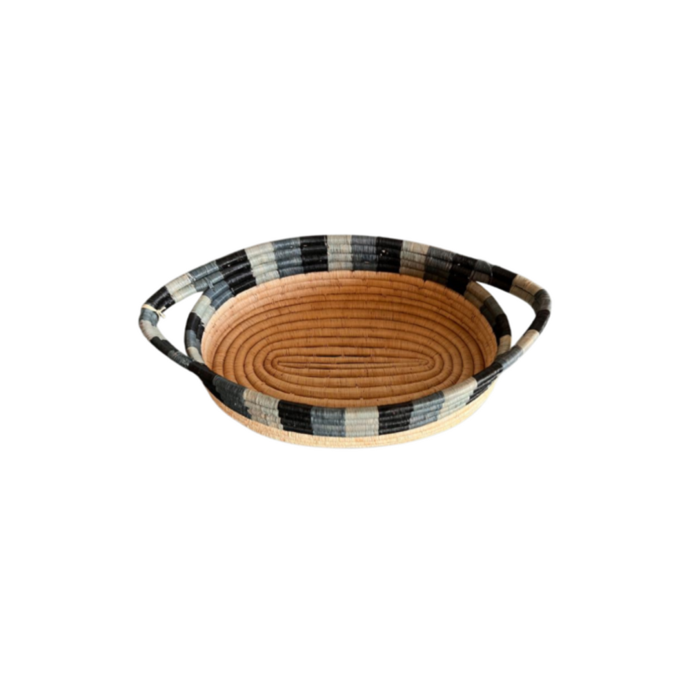 Ocean Striped Bread Basket with Handles
