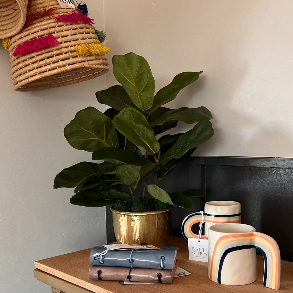 Gold Vase Faux Fiddle Leaf