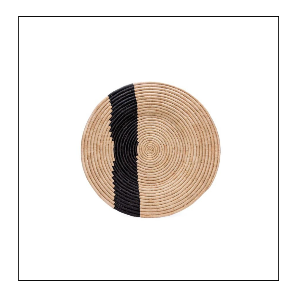 Woven Wall Art Plate - Striped Black and Natural