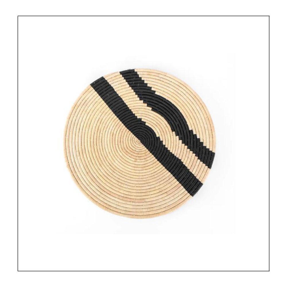 Woven Wall Art Plate - Black Double Striped