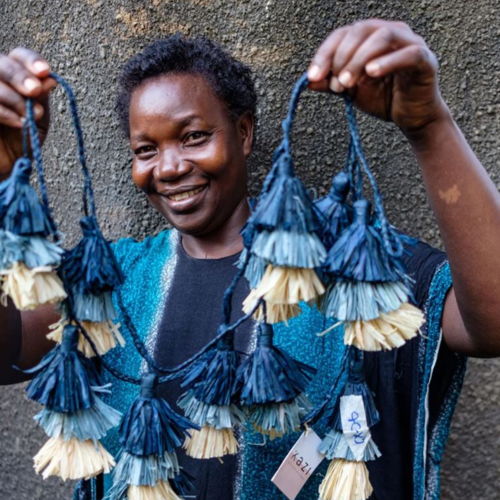 Blue Ombre Tasseled Garland
