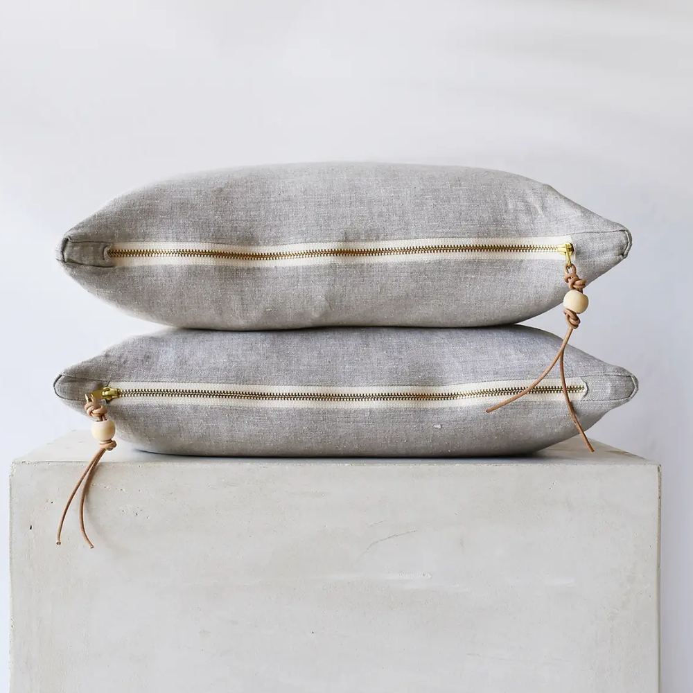 Cozy Oatmeal Linen Pillow