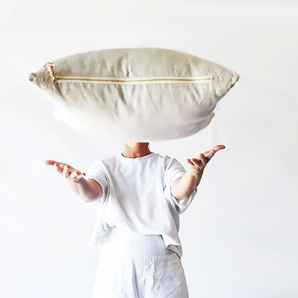 Cozy Oatmeal Linen Pillow