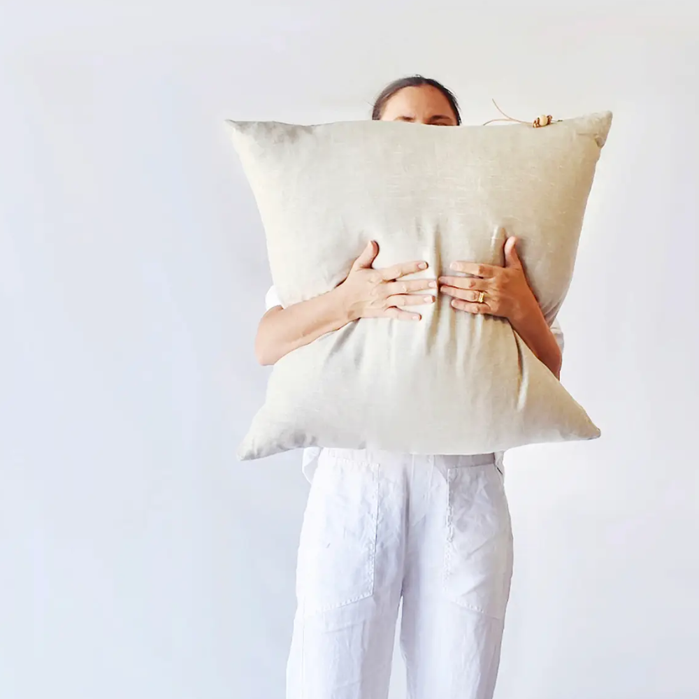 Cozy Oatmeal Linen Pillow